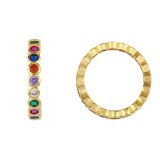 Women Rainbow Mini Eternity Gold Ring Colorful Cubic Finger Rings rih8192