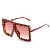 Women Design Rectangle Rhinestone Crystal Sunglasses 5705566