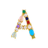 Brass Rainbow Zircon Letter 18K Necklace Necklaces nkp2536