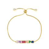 Simple Adjustable Rainbow Women Cubic Chain Link Bracelet Bracelets brb4354
