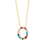 Brass Rainbow Zircon Letter 18K Necklace Necklaces nkp2536