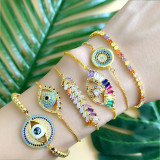 Women Fashion Eye Evil Rainbow Zircon Charm Bracelet Bracelets brb6475