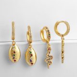 Special Design Gold CZ Snake Dangle Earrings for Women erq3748