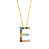 Brass Rainbow Zircon Letter 18K Necklace Necklaces nkp2536