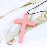 Fashion Women Simple Wild Cross Wooden Necklaces nkd4455