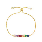 Simple Adjustable Rainbow Women Cubic Chain Link Bracelet Bracelets brb4354