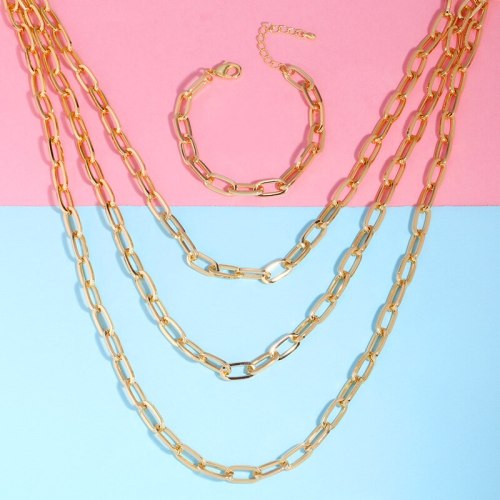 Women Cuban Link Chain Geometric Pendant Necklaces nkr0617
