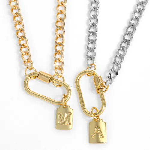 18K Gold Plated Personality Lucky Letter A-Z Pendant Necklaces nks3647