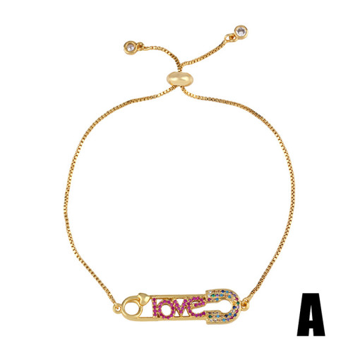 Women 18K Gold Plated Crystal Adjustable Heart Cherry Zircon Bracelets brb6778