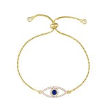 Women CZ Cubic Zirconia Blue Eye Charm Gold Evil Eye Bracelets bra0819