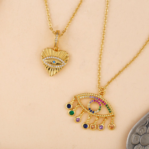 Fashion 18K Gold Plated Evil Eye Pendants Necklaces nkn5364