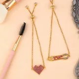 Women 18K Gold Plated Crystal Adjustable Heart Cherry Zircon Bracelets brb6778