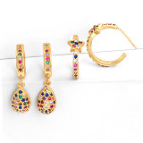 Women Rainbow Water Drop CZ Earrings erq1728