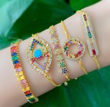 Fashion Sweet CZ Zircon Rainbow Turkey Evil Eyes Ladies Bracelets brb5667