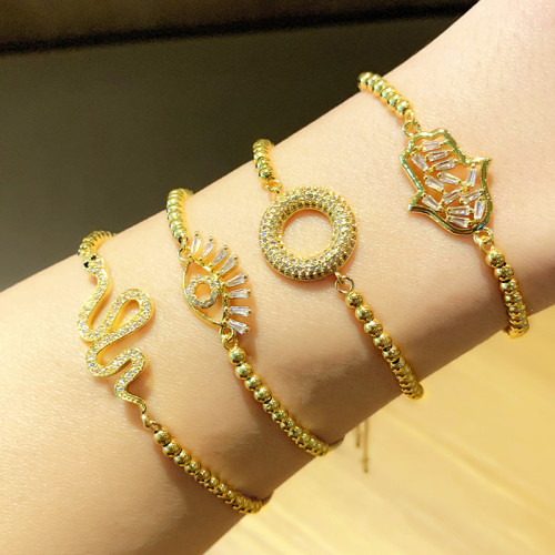Fashion Women Real Gold Plated Snake Palm Eye Bracelet Bracelets brb96107