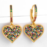 Colorful Heart Shaped Cubic Zircon Cross Hoop Earrings err3041