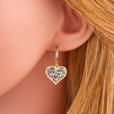 Colorful Heart Shaped Cubic Zircon Cross Hoop Earrings err3041