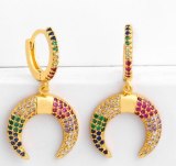 Evil Eye Multicolor Brass Drop Hoop Earrings err3445