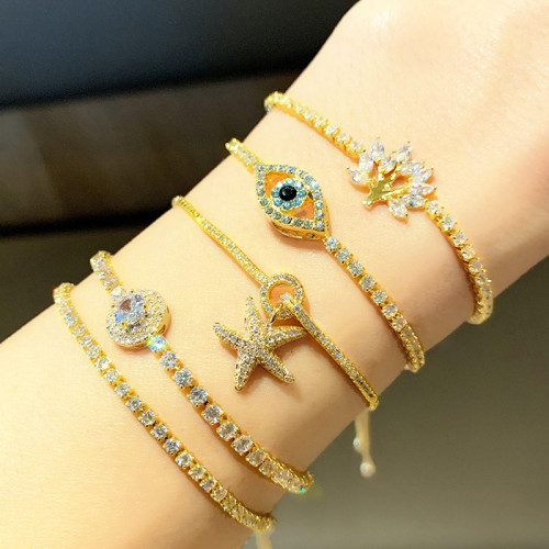 Women 18k Gold Plated Blue Eye Bracelet Charm Bracelets brb93104