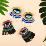 Handmade Eye Shaped Evil Sead Bead Earrings erq90101