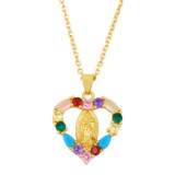Fashion Women 18K Gold Plated Heart Zircon Pendant Necklaces nkq3748
