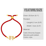 Women Couple Braided Red Gold Plated Iced Bracelets brc2334