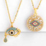 Handmade Silver Circle Eye Zircon Pendant Necklaces nkp6172