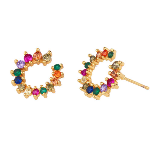 Fashion Trendy Colorful Zircon Stud Earings erq0415