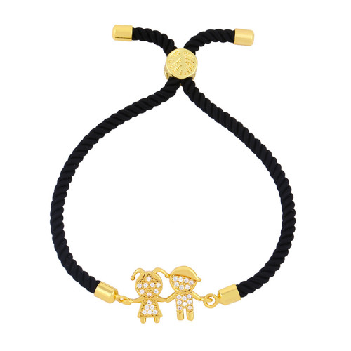 Women Couple Braided Red Gold Plated Iced Bracelets brc2334