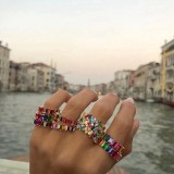 Fashion Women 18k Gold Plated Rainbow Finger Rings rih8596
