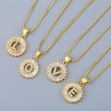 Crystal Initial Letter Necklace Necklaces With Pendant nkp0415