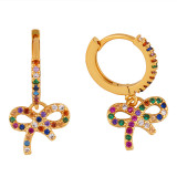 Fashion Rainbow 18K Gold Plated Bow Earrings erq7182