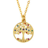 Copper Rainbow Zircon Hand Tree of Life Pendant Necklaces nkp3849