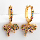 Fashion Rainbow 18K Gold Plated Bow Earrings erq7182