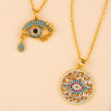 Handmade Silver Circle Eye Zircon Pendant Necklaces nkp6172