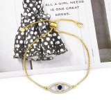 Women CZ Cubic Zirconia Blue Eye Charm Gold Evil Eye Bracelets bra0819