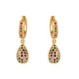 Women Rainbow Water Drop CZ Earrings erq1728