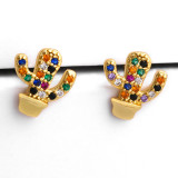 Women Popular Eye Rainbow 18k Gold Plated CZ Charm Earrings err2435