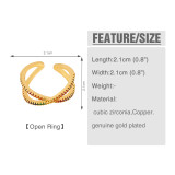 Women Simple Gold Plated Cubic Cross Finger Rings rih90101
