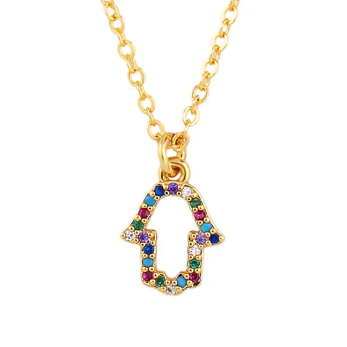 Copper Rainbow Zircon Hand Tree of Life Pendant Necklaces nkp3849