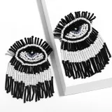 Handmade Eye Shaped Evil Sead Bead Earrings erq90101