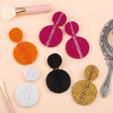 Multi Colors Handmade Braided Round Bead Large Women Earrings erq5364