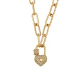 Fashion Female Geometric Heart Golden Lock Pendant Necklaces nkr6071