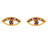 Women Popular Eye Rainbow 18k Gold Plated CZ Charm Earrings err2435