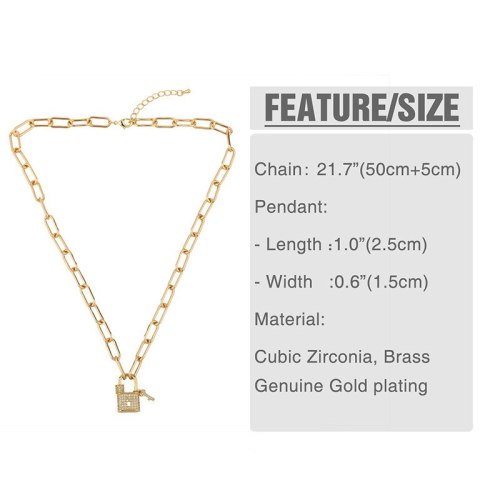 Fashion Female Geometric Heart Golden Lock Pendant Necklaces nkr6071