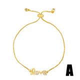 18k Gold Plated Letter Love Zircon Fishing Hand Bracelet Bracelets brc1728