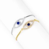 Women CZ Cubic Zirconia Blue Eye Charm Gold Evil Eye Bracelets bra0819
