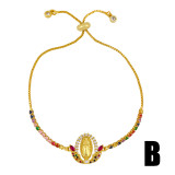 Women Charm Virgin Beaded Adjustable Link Chain Bracelets brc09110