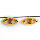 Women Popular Eye Rainbow 18k Gold Plated CZ Charm Earrings err2435
