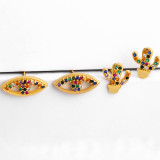 Women Popular Eye Rainbow 18k Gold Plated CZ Charm Earrings err2435